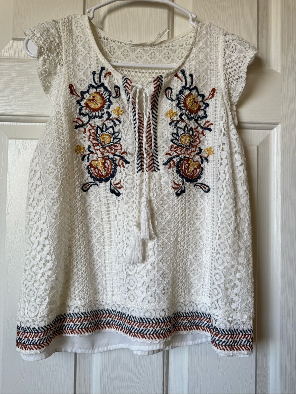 3/$15. Blu Pepper Women’s White Embroidered Lace Boho Top